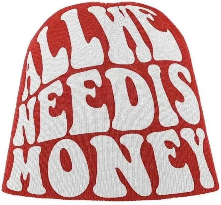 Men Women Y2K Beanie Cap Hats Hip Hop 90S Fashion Decoration Knit Winter Hats Warm Beanies Gothic Gifts Goth Y2K Hat (Red White)