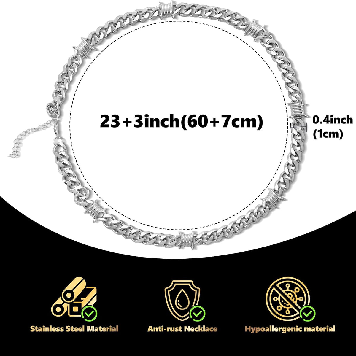 Stainless Steel Gothic Y2K Punk Rock Emo Biker Pendant Necklace | Cosplay Vintage Viking Alt Edgy Fashion Charm Necklace Jewelry for Men Women Active Daily Wear