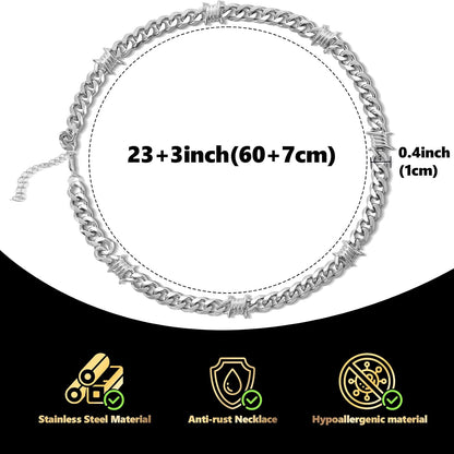 Stainless Steel Gothic Y2K Punk Rock Emo Biker Pendant Necklace | Cosplay Vintage Viking Alt Edgy Fashion Charm Necklace Jewelry for Men Women Active Daily Wear