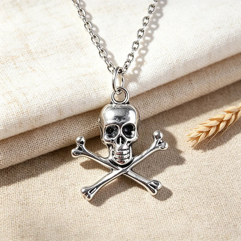 Skull Pendant Necklace for Women Men Vintage Chain Grunge Jewelry Goth Gothic Accessories Choker Y2K Aesthetic Fairy Star
