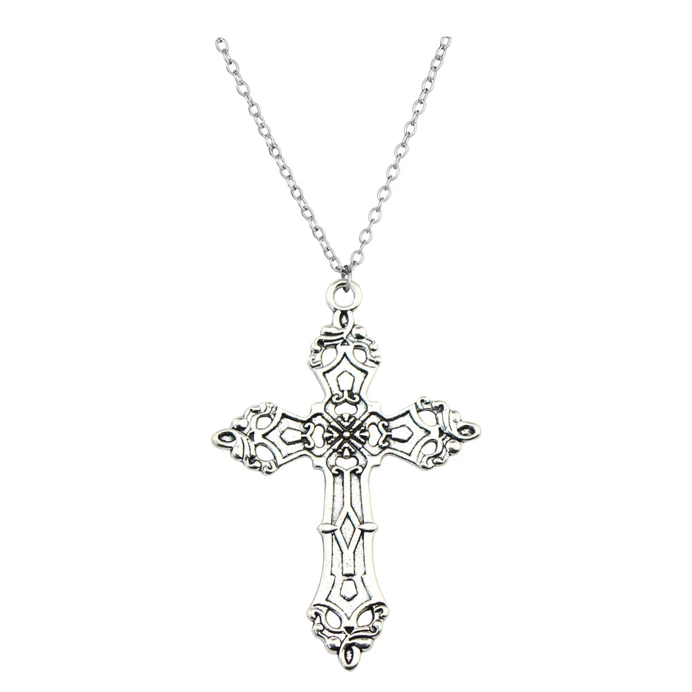 Vintage Crosses Pendant Necklace Goth Jewelry Accessories Gothic Grunge Chain Y2K Fashion Women Men Necklace