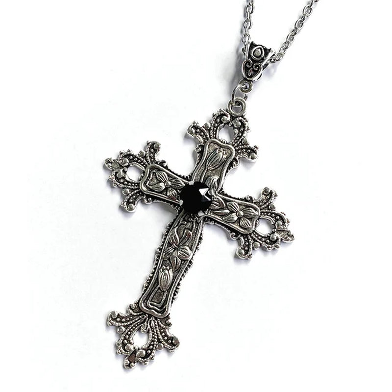 Vintage Crosses Pendant Necklace Goth Jewelry Accessories Gothic Grunge Chain Y2K Fashion Women Men Necklace