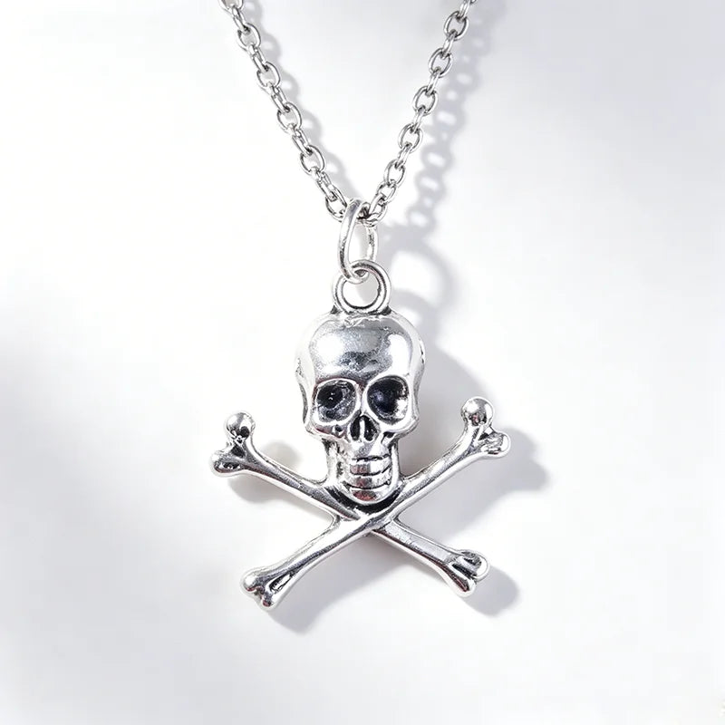 Skull Pendant Necklace for Women Men Vintage Chain Grunge Jewelry Goth Gothic Accessories Choker Y2K Aesthetic Fairy Star