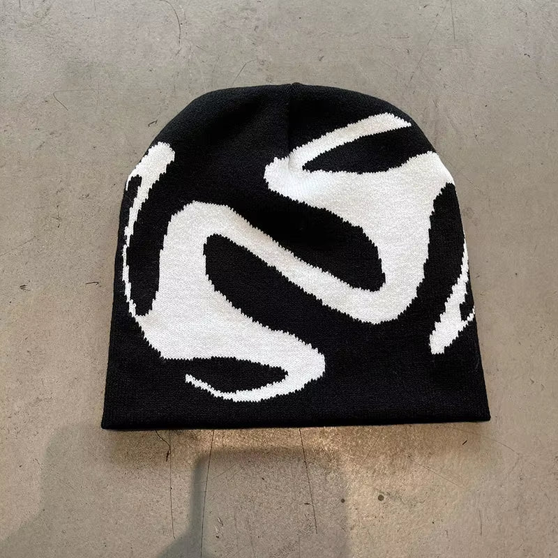 Knitting Beanies for Men Goth Tooth Caps Y2K Streetwear Winter Pullover Kpop Gorro Harajuku Vintage Warm Hip Hop Women Hat