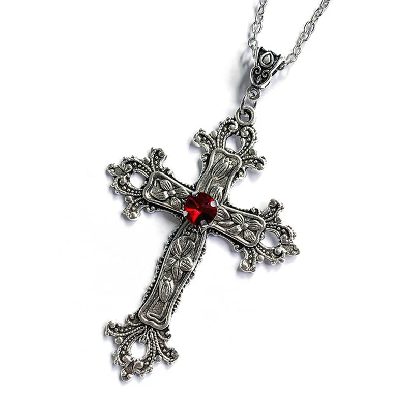 Vintage Crosses Pendant Necklace Goth Jewelry Accessories Gothic Grunge Chain Y2K Fashion Women Men Necklace