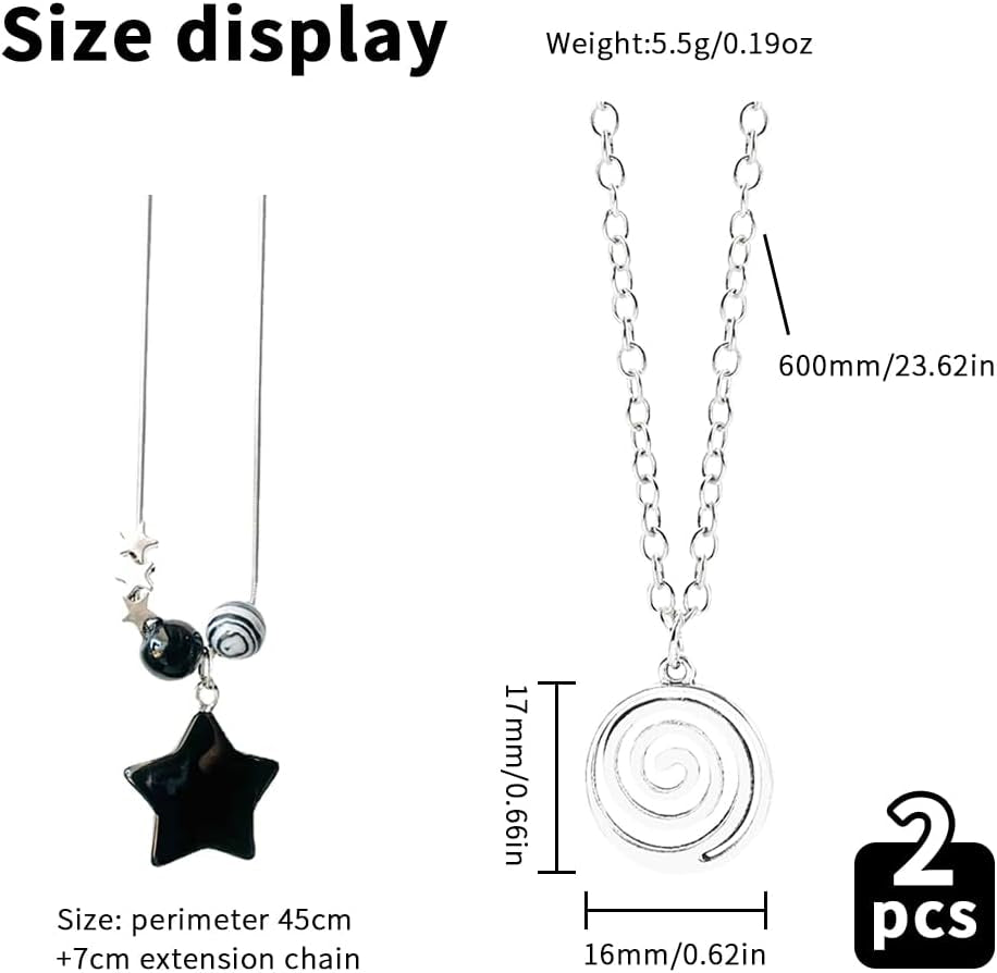 2 Pcs Y2K Accessories Y2K Necklace for Women Star Necklaces Grunge Necklace Grunge Accessories Grunge Jewelry for Women Men