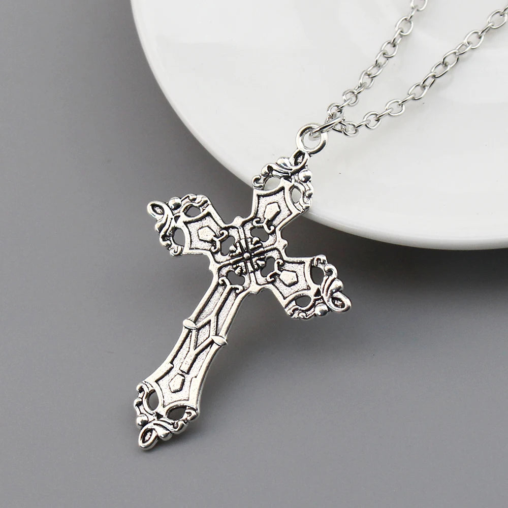 Vintage Crosses Pendant Necklace Goth Jewelry Accessories Gothic Grunge Chain Y2K Fashion Women Men Necklace