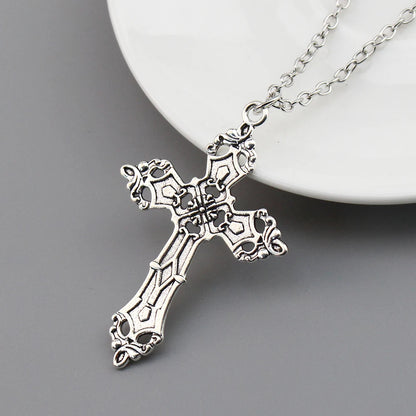Vintage Crosses Pendant Necklace Goth Jewelry Accessories Gothic Grunge Chain Y2K Fashion Women Men Necklace