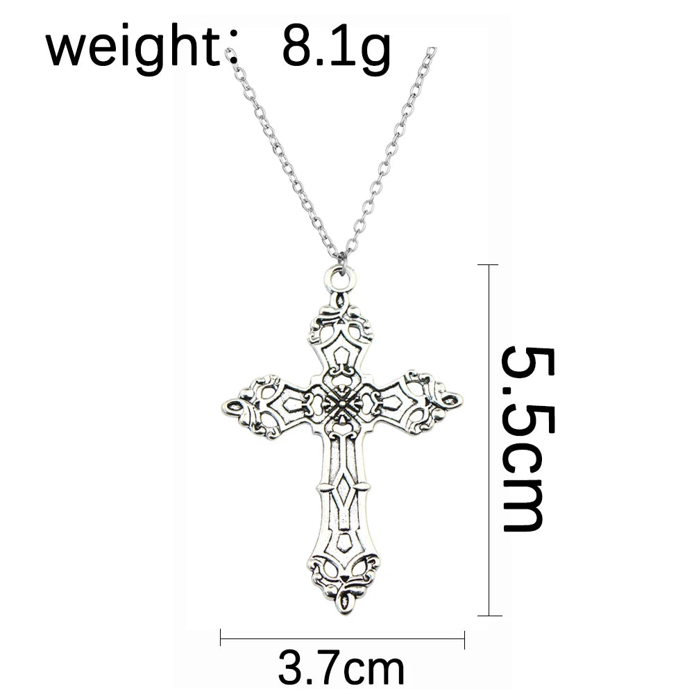 Vintage Crosses Pendant Necklace Goth Jewelry Accessories Gothic Grunge Chain Y2K Fashion Women Men Necklace