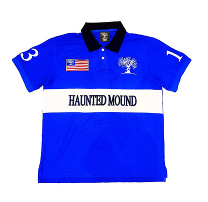 America Y2K Retro Trendy Haunted Mound Polo Shirt Gothic Graphic Embroidery Turndown Collar T Shirts Men Tops Baseball Clothing