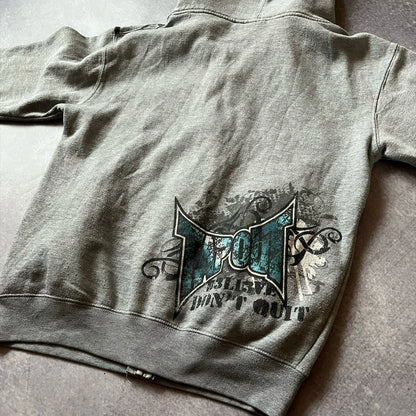 Streetwear Gray Zipper Hoodies Men Women Harajuku Retro Letter Graphic Printed Oversized Sweatshirt Y2K Gothic Autumn Clothing