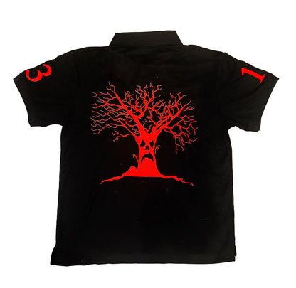 America Y2K Retro Trendy Haunted Mound Polo Shirt Gothic Graphic Embroidery Turndown Collar T Shirts Men Tops Baseball Clothing