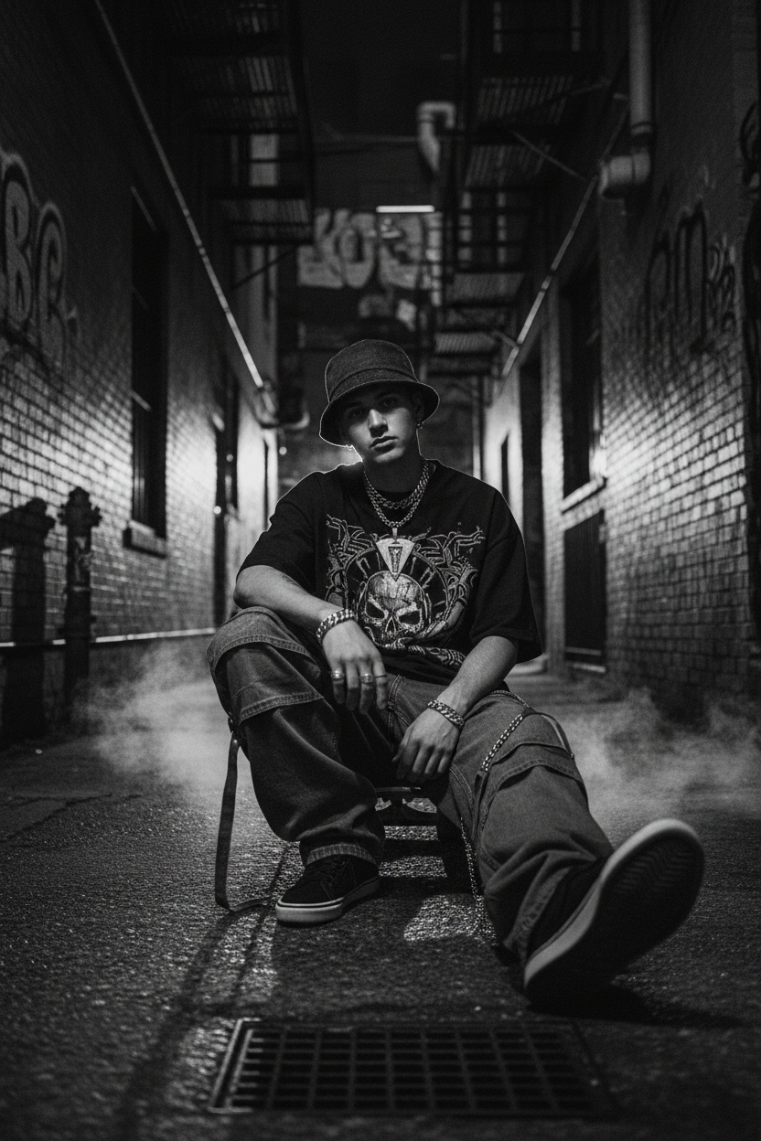 Dark Y2K Skater Man Portrait