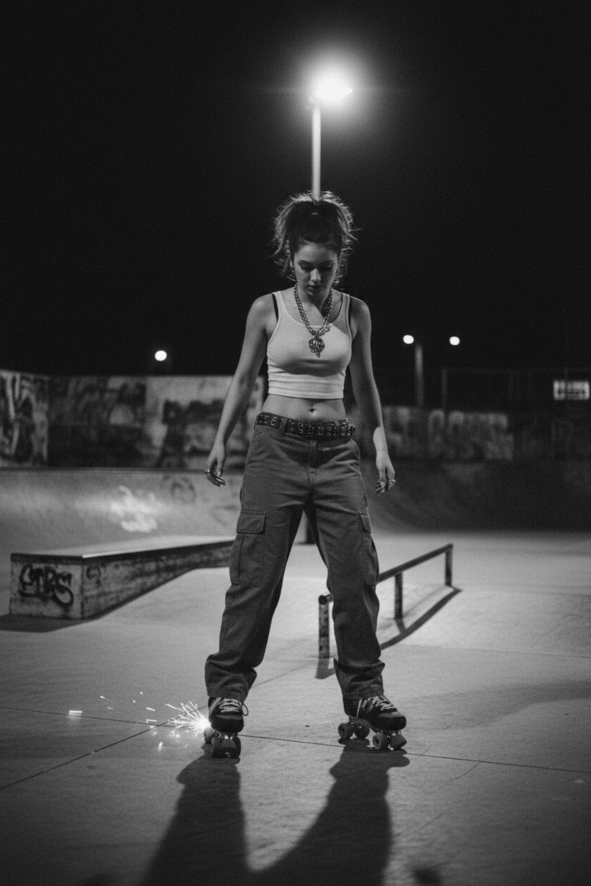 Dark Y2K Skater Woman Portrait