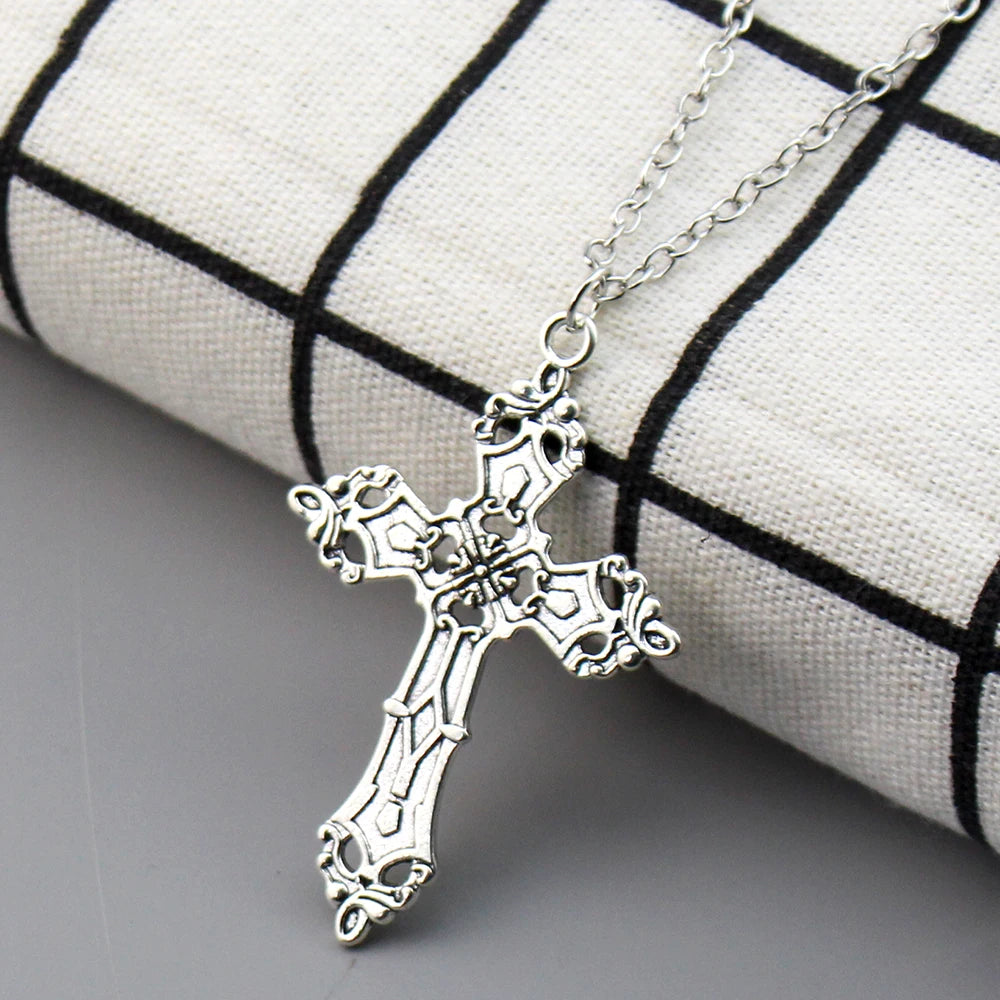 Vintage Crosses Pendant Necklace Goth Jewelry Accessories Gothic Grunge Chain Y2K Fashion Women Men Necklace